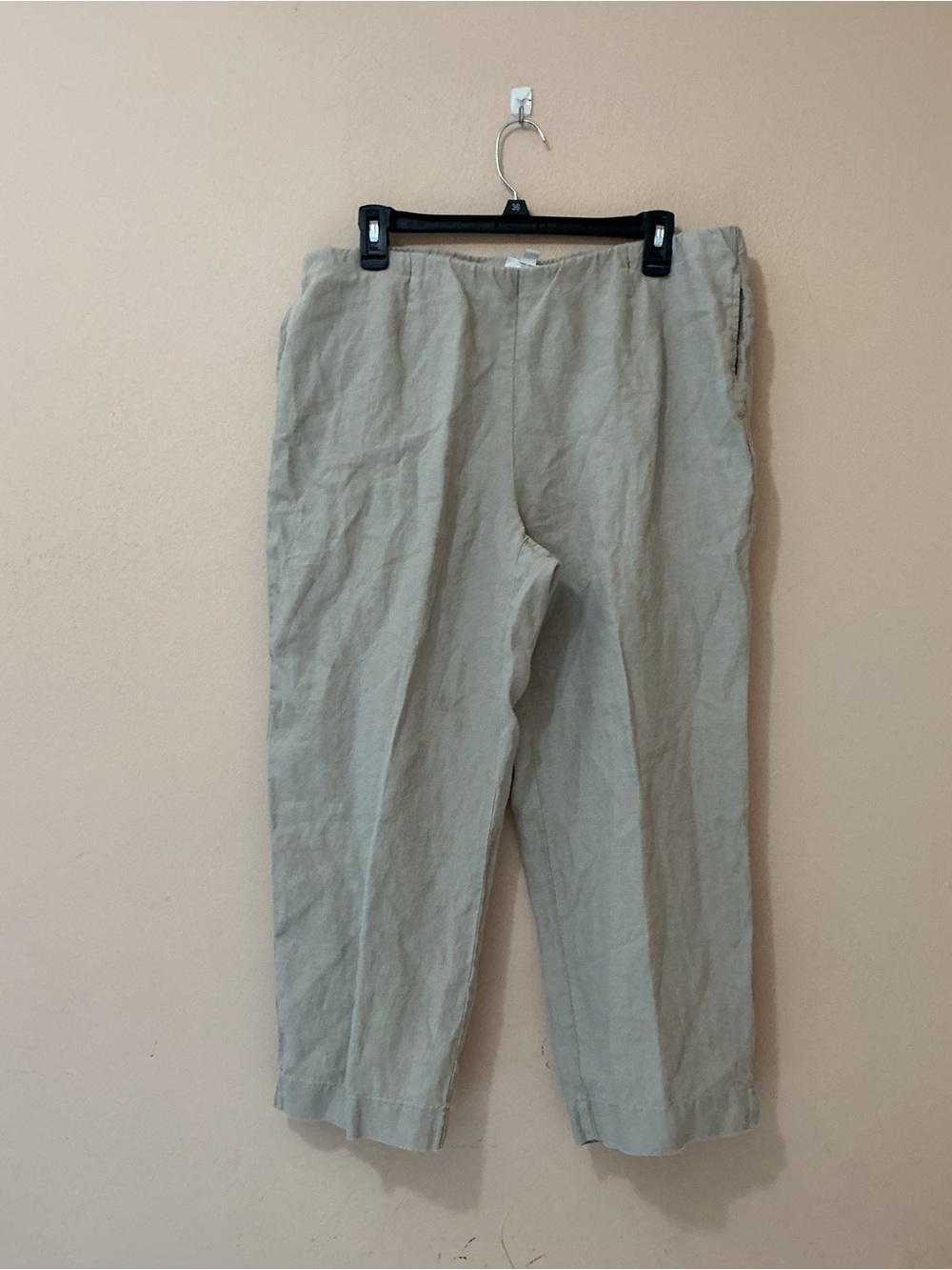 J. Jill Women's 100% Linen  Crop Pants in Light Beige